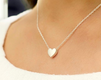 Heart Necklace Sterling Silver 925, custom letter heart choker, dainty initial heart pendant, love necklace for her, mother's day gift
