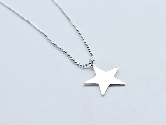 Sterling Silver Star Necklace for Women, Big Star Pendant