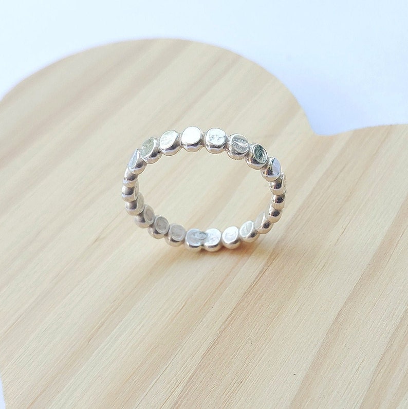 Sterling Silver Ball Ring, stackable rings, dainty ring, ball pattern ring, flat bead ball ring, everyday ring, simple ring, mothers day, image 3