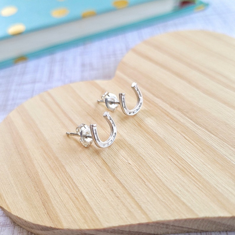 Tiny Horseshoe Earrings Sterling Silver Horse Shoe Luky Etsy