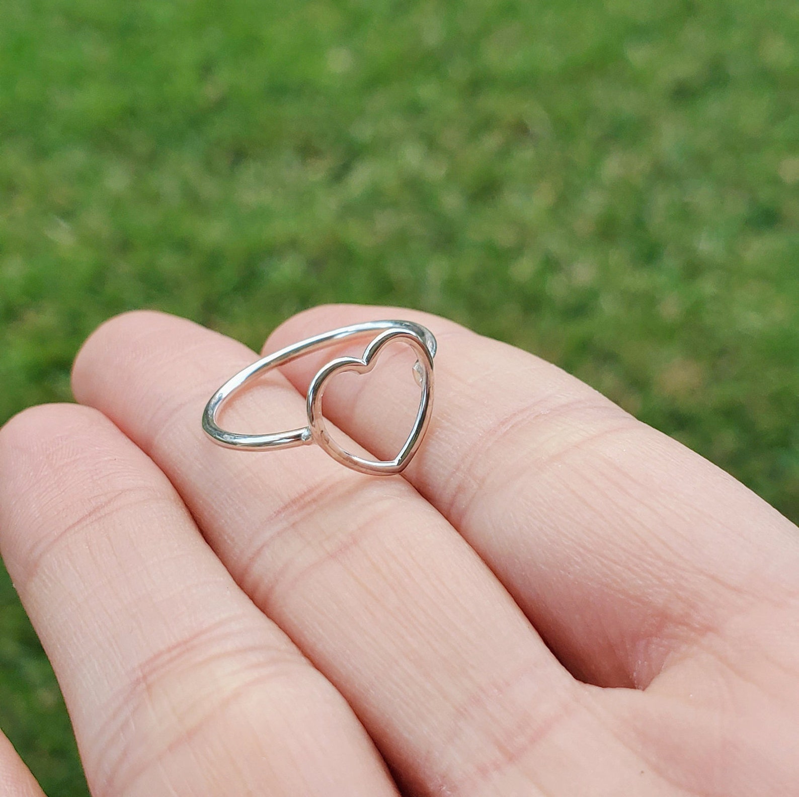 Heart Ring Sterling Silver Heart Shaped Ring Love Wire | Etsy