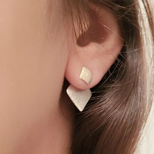 Ear jacket, ear jacket earring, ear jacket earring silver, dangle plugs, front back earrings, double piercing earring, geometric earrings