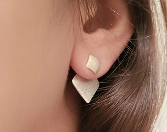 Ear jacket, ear jacket earring, ear jacket earring silver, dangle plugs, front back earrings, double piercing earring, geometric earrings
