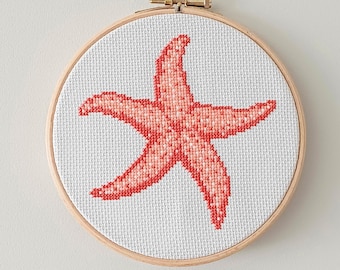 Starfish Cross Stitch Digital Pattern PDF, seaside hand embroidery chart to download
