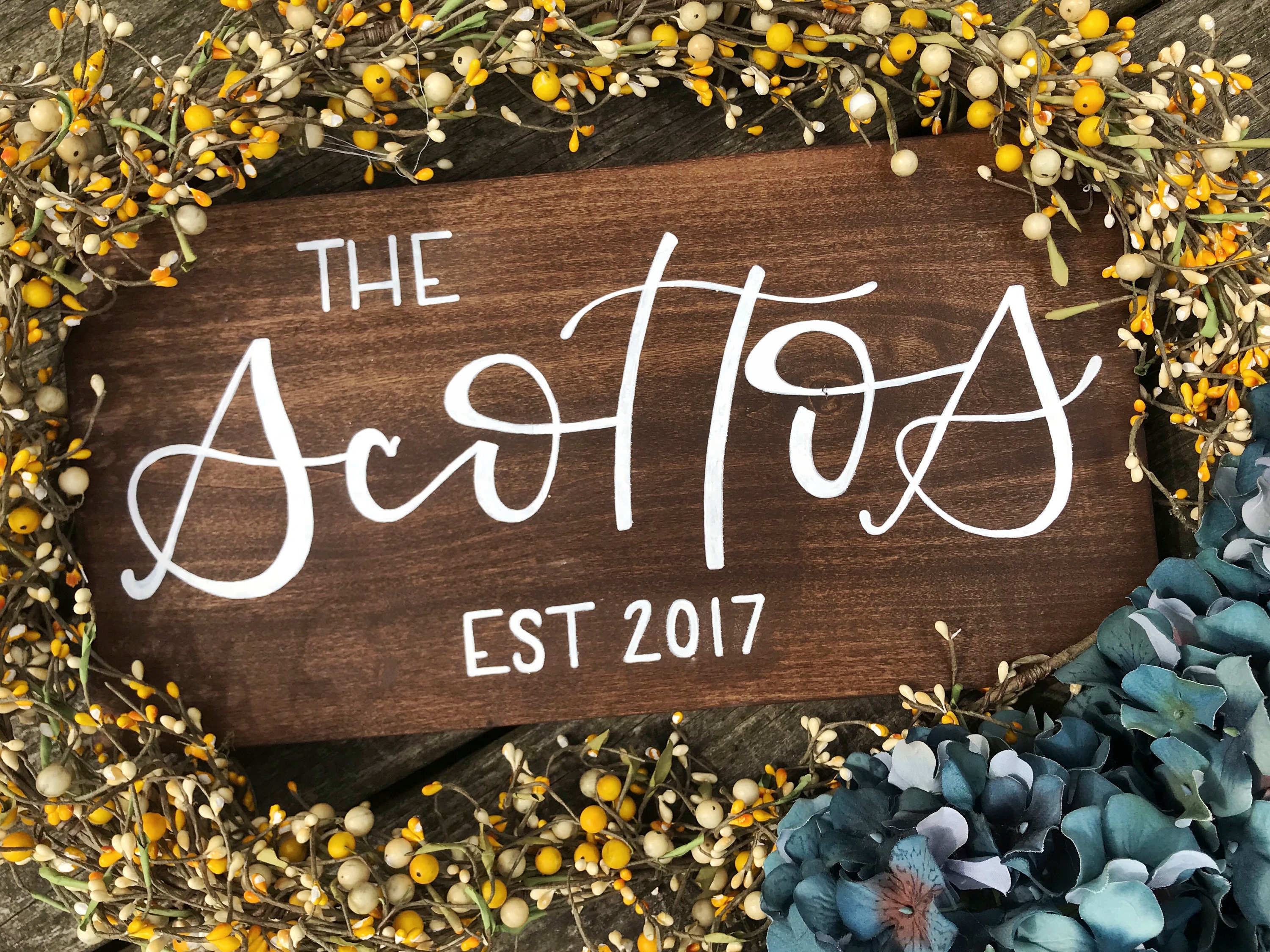 Wood Family Name Sign Established Surname Handmade Etsy