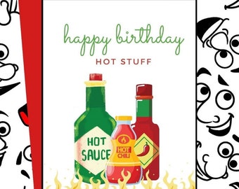 Digital Happy Birthday card -  Happy Birthday Hot Stuff Printable Greeting Card download