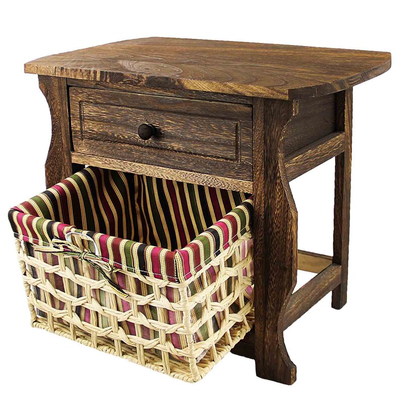 Classic Rustic Countryside Nightstand With a Verity of Weaved Basket /& 1 Drawer