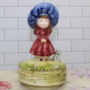 1975 Schmid Music Box - Girl and Dog Plays Amazing Grace