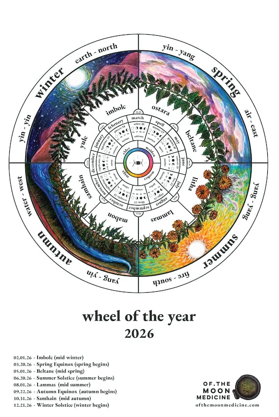 2026 Wheel of the Year - Moon Phase Calendar PRINT 11x17