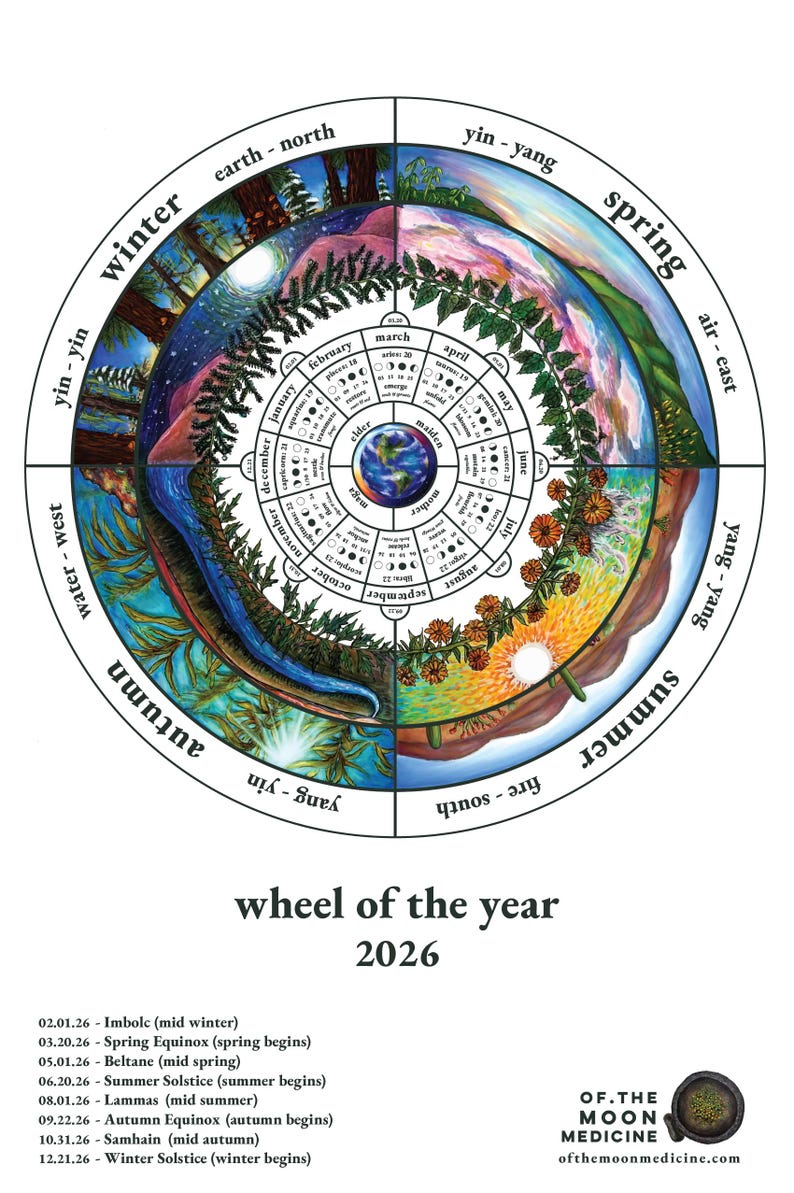 2026 Herb-crafter's Wheel of the Year - Moon Phase Calendar PRINT 11x17 ...