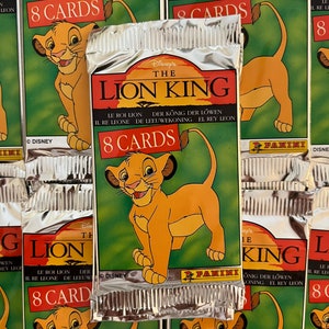 Pacote selado de cartões colecionáveis de filme vintage da Panini “Disneys: O Rei Leão” de 1995