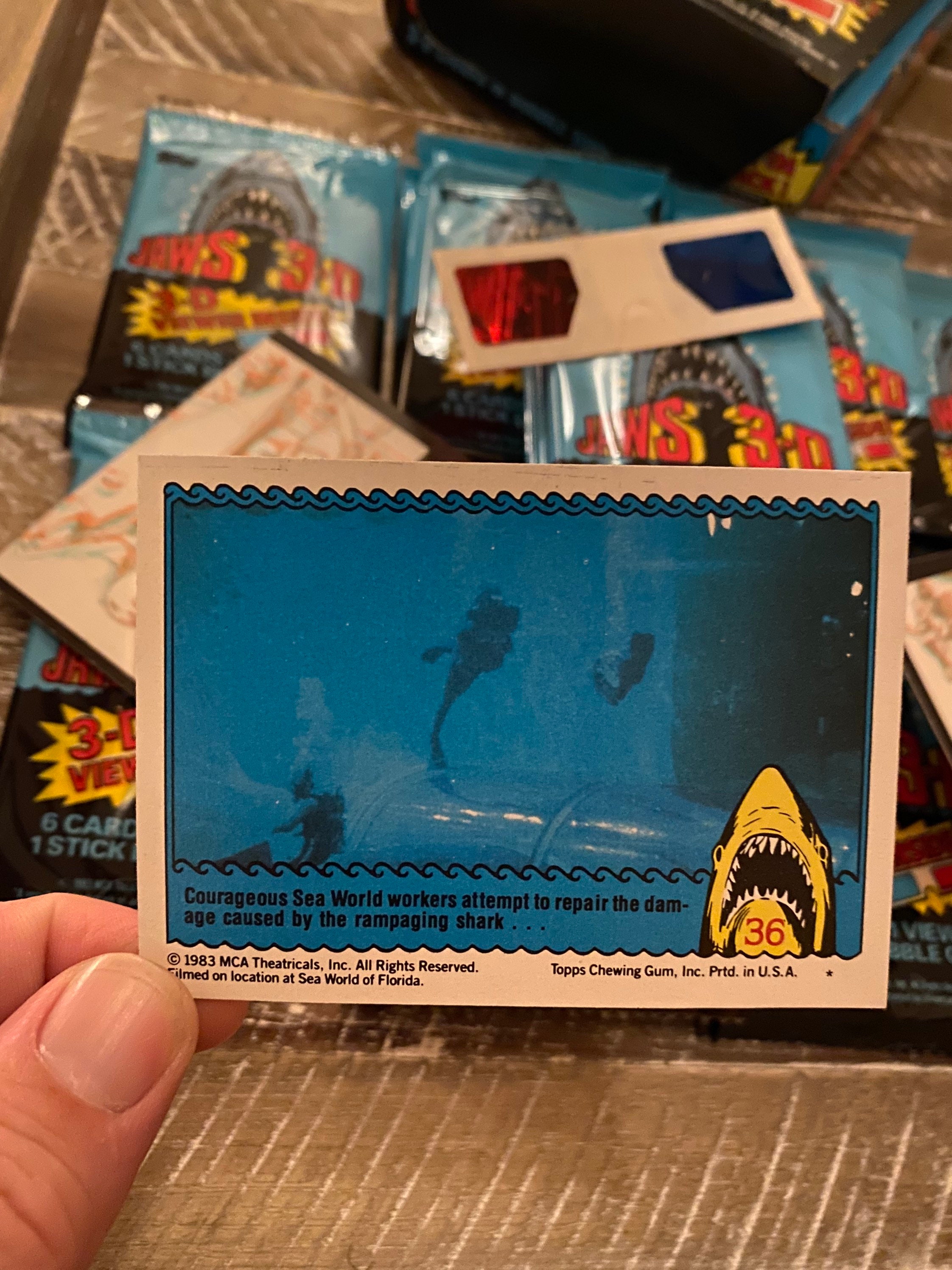 Topps 1983 jaws 3-D Movie Cards Sealed Packs With 3D Glasses