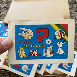 1978 Neuully “Astérix: ¿Adivina quién?” Paquete de pegatinas selladas vintage