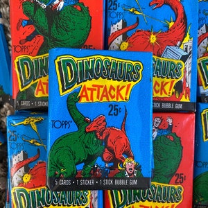 Topps 1988 "Dinosaurs Attack" Paquetes de tarjetas coleccionables selladas