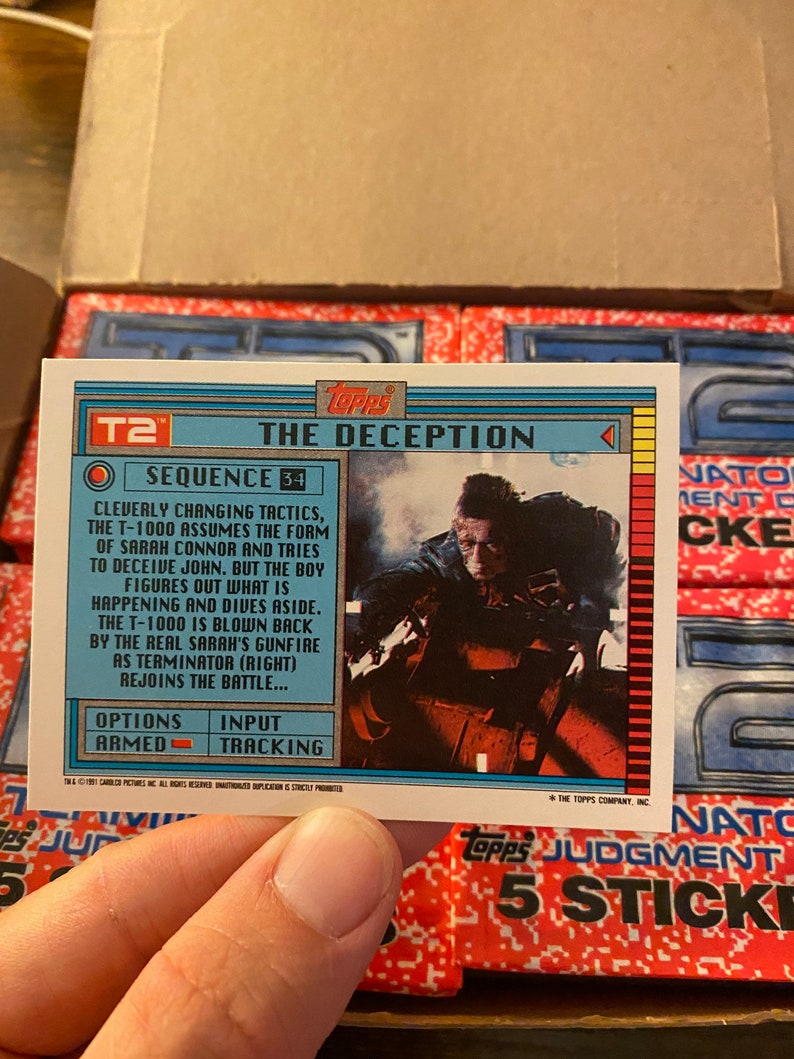 Terminator 2 Sticker Cards Topps 1991 “terminator 2” Sealed Movie Sticker Pack - Etsy
