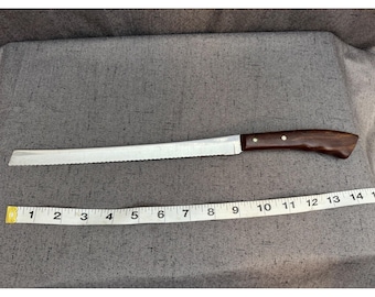 Couteau de service à découper en tranches West Bend en acier inoxydable vintage dentelé