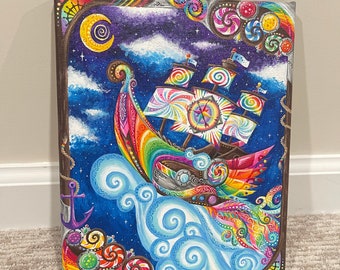 Original Rainbow Sailboat Painting - "Apogee Voyage"