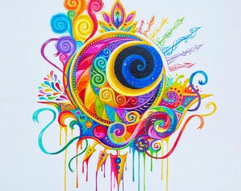 Original Rainbow Painting - "The Moon"