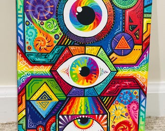 Original Rainbow Painting - "Eyes of the Quest 3”