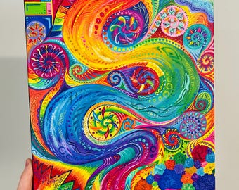 Original Rainbow Painting - "Top Down River"