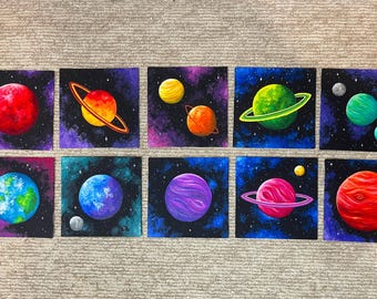 10 Planet Panel Paintings (all 10 sold as one set!)