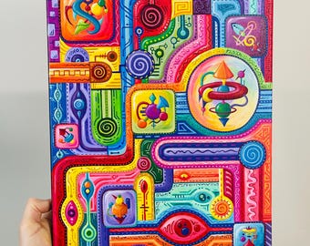 Acrylic Rainbow Painting - "Connected Feed"