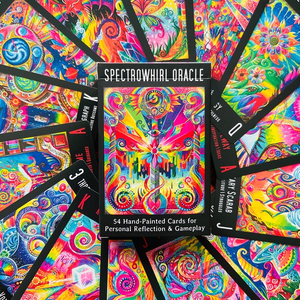 SPECTROWHIRL ORACLE DECK (54 Hand-Painted Intuitive Reading / Playing Cards)