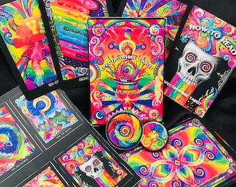 Spectrowhirl Tarot 2nd Ed. Sticker and Pin Bundle! (78 Cards & Book)