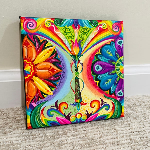 Original Rainbow Magic Flower Wand Painting