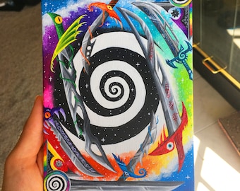 Original Tarot Painting - "Eight of Swords"
