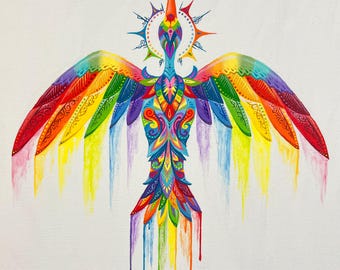 Original Rainbow Painting - "Stork"