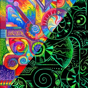 Original Glow-in-the-Dark / Rainbow Painting - &quot;Bio Loom&quot;