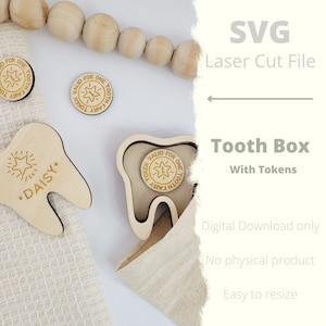 Tooth Fairy Box avec tokens SVG Laser Cut File