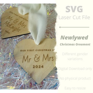 Fichier de découpe laser SVG de décoration de Noël pour jeunes mariés