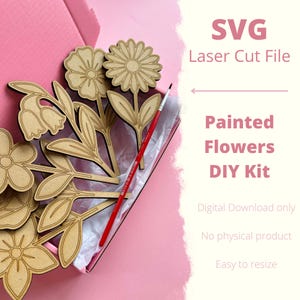 DIY Paint Your Own Flowers Laser Cutting File SVG DIY Kit