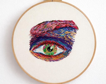Eye Embroidery Hoop Art, Colorful Wall Decor (11.5'')