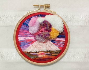 Embroidery Landscape Hoop Art Thread Painting Wall Hanging Needle Work Abstract Embroidery Art Gift for Painting