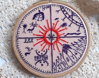 Shaman Unique Decor Spiritual Embroidery Wall Art Pagan Design Boho Wall Hanging Shamanic Ritual Gift For Friends