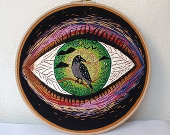 Shaman Eye Wall Art Spiritual Pagan Hanging Decor Embroidery Hoop Art Ritual Shamanic Gift