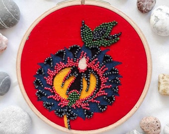 Hoop Art Flowers Beaded Embroidery Boho Home Decor Thread Design Wall Hanging Gifts For Her Him Unique Gift  Best Friends Gİft
