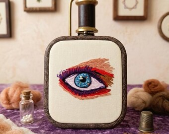 Hand Embroidered Blue Eye Wall Art: The Soulful Gaze Decor