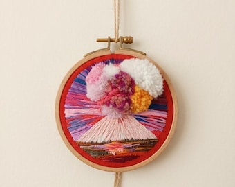 Embroidery Landscape Hoop Art: Thread Painting, Handmade in Turkey (5 inch)