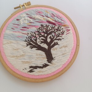 Snow Landscape Embroidery Tree Hoop Wall Hanging Thread Painting Art Scenery Small Decor Gift for Her Him image 4