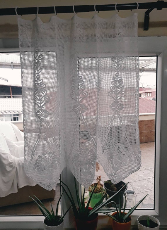 Lace Curtains Door Drapes Hand Lace Crochet Shabby Chic Etsy