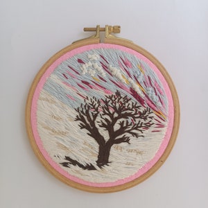 Snow Landscape Embroidery Tree Hoop Wall Hanging Thread Painting Art Scenery Small Decor Gift for Her Him image 7