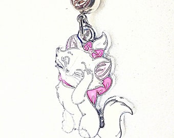 New Handmade Exclusive Disney's Adorable Marie Silver Plated Surgical Steel Crystal Belly Ring