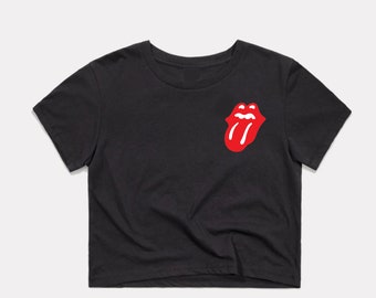 The Rolling Stones Black Crop Top Size M
