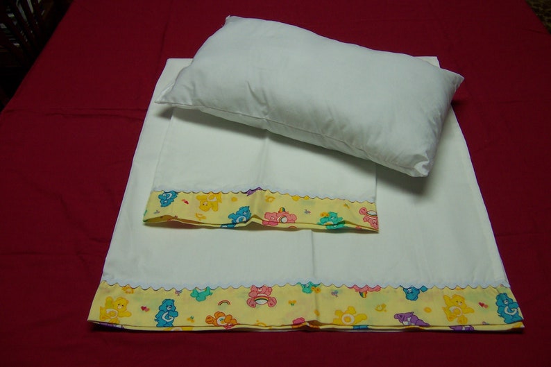 Crib Set Care Bears Yellow Border 3 Pc Sheet Pillow Etsy