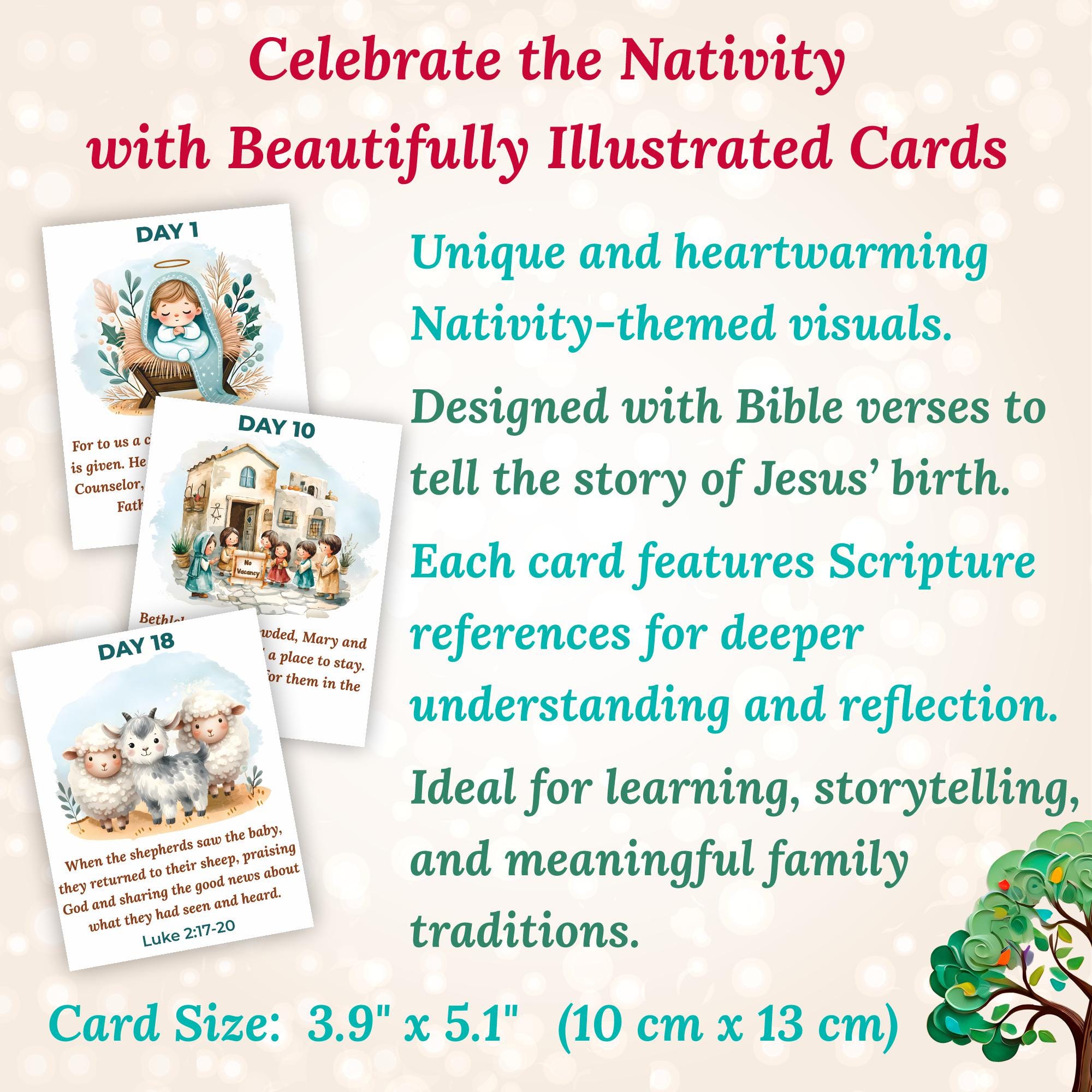 Nativity Story Advent Calendar | 25 Christmas Bible Flashcards ...
