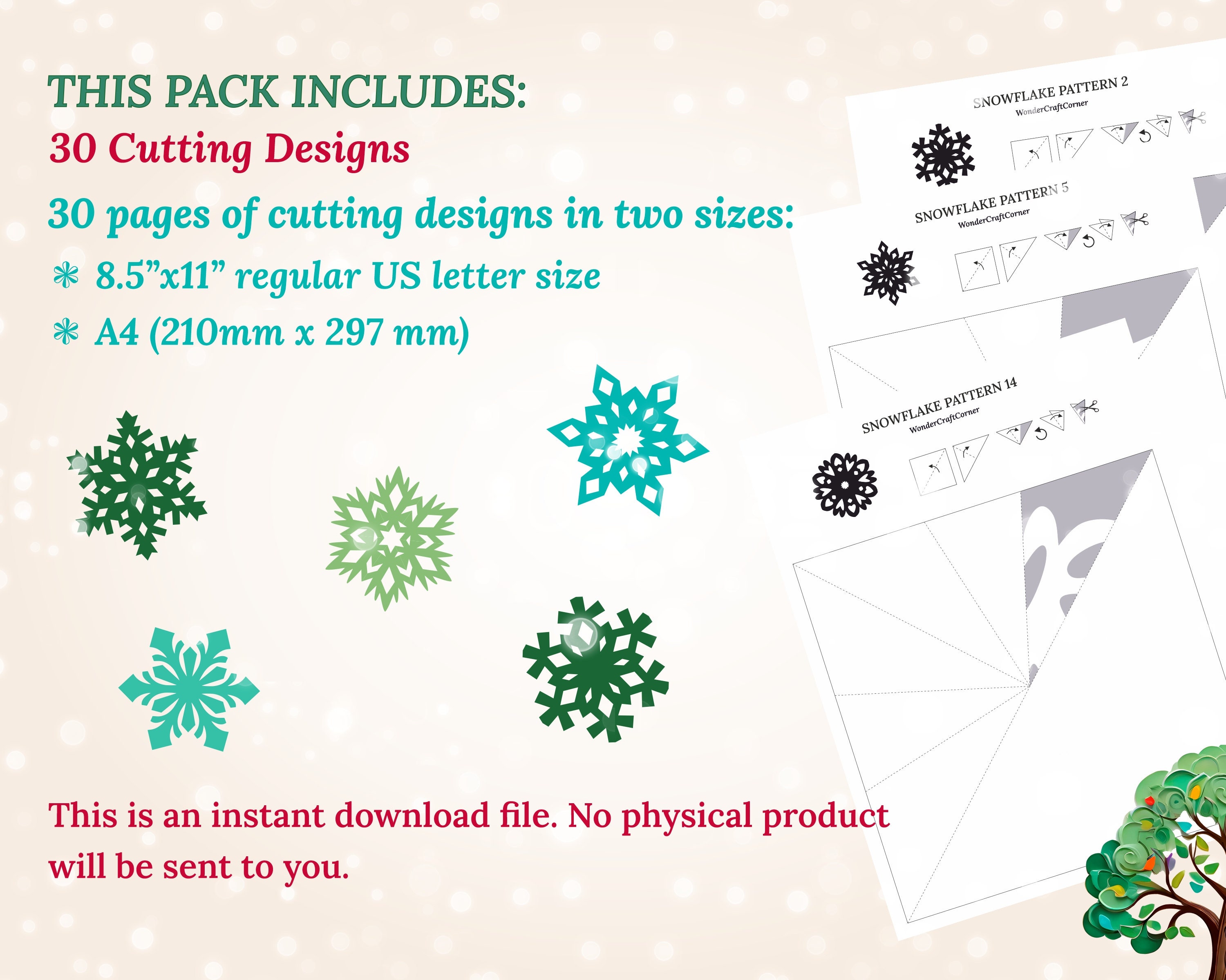 Paper Snowflake Patterns, 30 Printable DIY Templates, Printable Paper ...